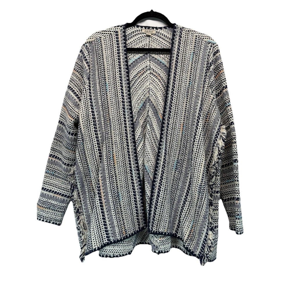 Lucky Brand Pueblo Multicolor Peasant Southwestern Boho Open Cardigan Shawl Med